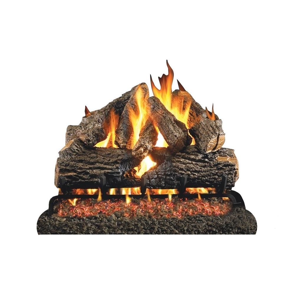 Real Fyre 30 Inch Charred Oak Logs with G4 Ember Burner System Natural Gas  Complete Set