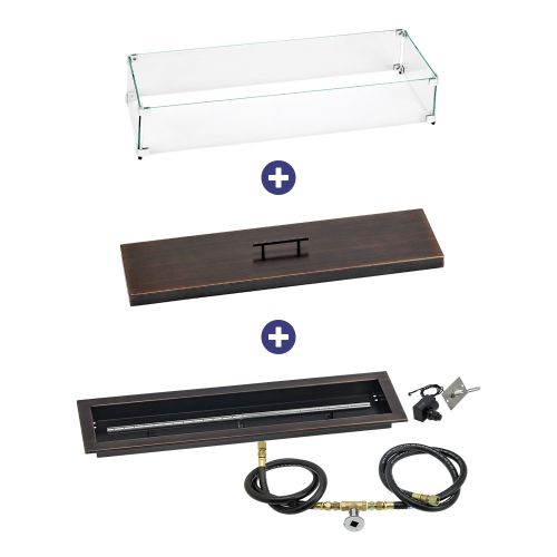 30" x 6" Linear Channel Oil Rubbed Bronze Drop-In Pan with Spark Ignition Kit - Natural Gas Bundle