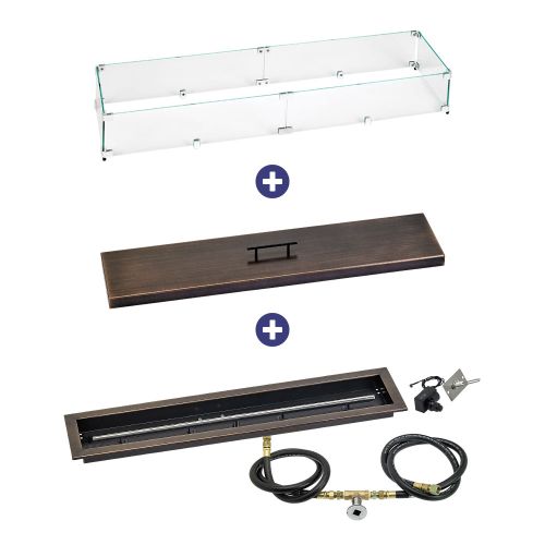 36" x 6" Linear Channel Oil Rubbed Bronze Drop-In Pan with Spark Ignition Kit - Natural Gas Bundle