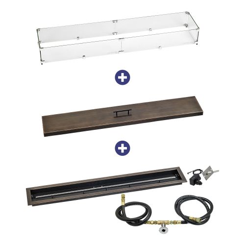 48" x 6" Linear Channel Oil Rubbed Bronze Drop-In Pan with Spark Ignition Kit - Natural Gas Bundle