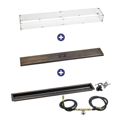 60" x 6" Linear Channel Oil Rubbed Bronze Drop-In Pan with Spark Ignition Kit - Natural Gas Bundle