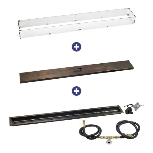 72" x 6" Linear Channel Oil Rubbed Bronze Drop-In Pan with Spark Ignition Kit - Natural Gas Bundle