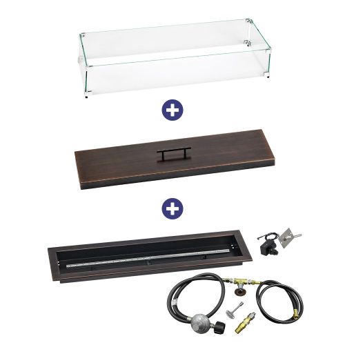 30" x 6" Linear Channel Oil Rubbed Bronze Drop-In Pan with Spark Ignition Kit - Propane Bundle