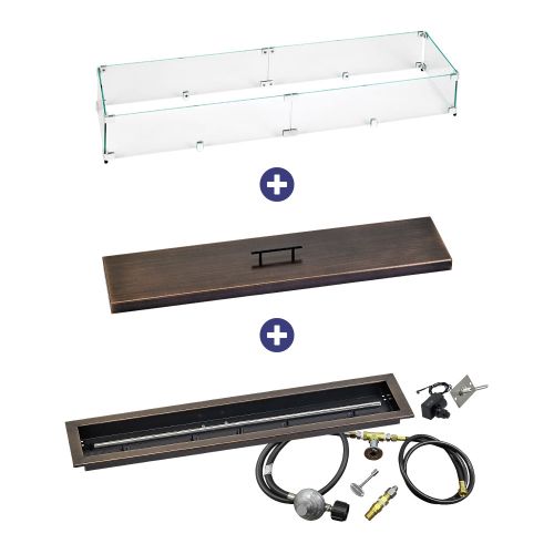 36" x 6" Linear Channel Oil Rubbed Bronze Drop-In Pan with Spark Ignition Kit - Propane Bundle