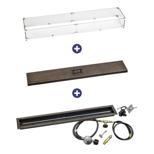 48x 6 Linear Channel Oil Rubbed Bronze Drop-In Pan with Spark Ignition Kit - Propane Bundle