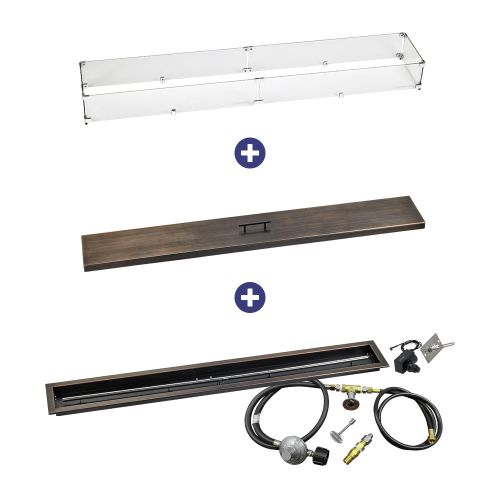 60" x 6" Linear Channel Oil Rubbed Bronze Drop-In Pan with Spark Ignition Kit - Propane Bundle