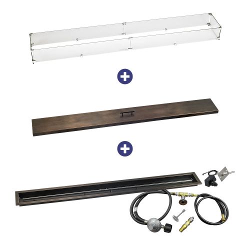 72" x 6" Linear Channel Oil Rubbed Bronze Drop-In Pan with Spark Ignition Kit - Propane Bundle