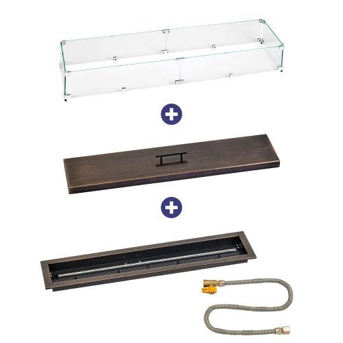 36" x 6" Linear Oil Rubbed Bronze Drop-In Pan with Match Light Kit - Natural Gas Bundle
