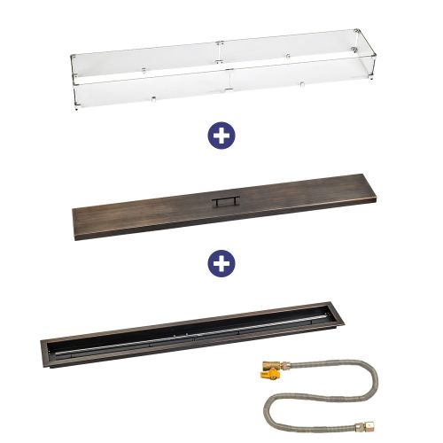 60" x 6" Linear Oil Rubbed Bronze Drop-In Pan with Match Light Kit - Natural Gas Bundle