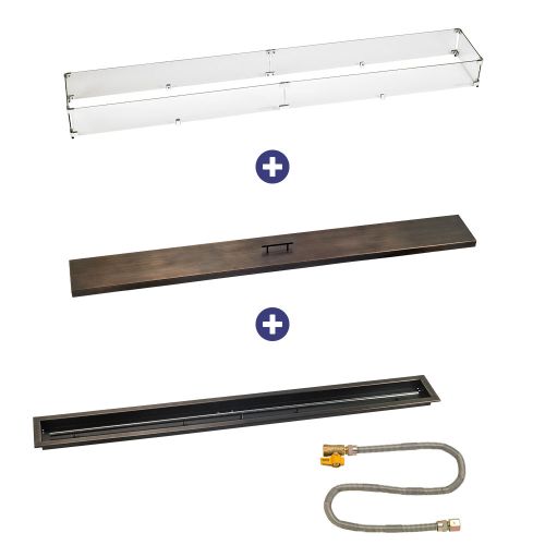 72" x 6" Linear Oil Rubbed Bronze Drop-In Pan with Match Light Kit - Natural Gas Bundle