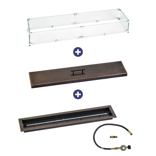 36" x 6" Linear Oil Rubbed Bronze Drop-In Pan with Match Light Kit - Propane Bundle