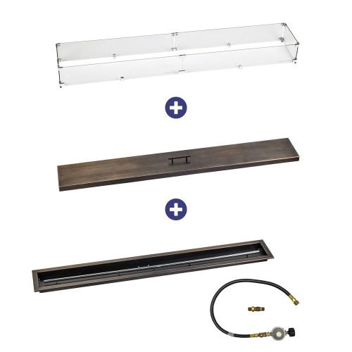 60" x 6" Linear Oil Rubbed Bronze Drop-In Pan with Match Light Kit - Propane Bundle