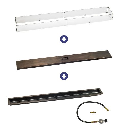72" x 6" Linear Oil Rubbed Bronze Drop-In Pan with Match Light Kit - Propane Bundle