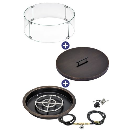 19" Round Oil Rubbed Bronze Drop-In Pan with Spark Ignition Kit (12 Ring) - Natural Gas Bundle