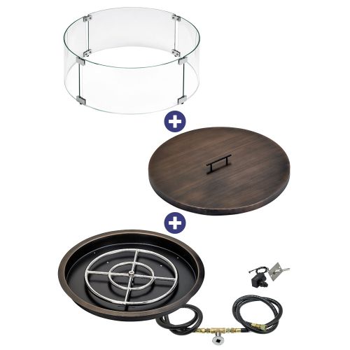 25" Round Oil Rubbed Bronze Drop-In Pan with Spark Ignition Kit (18" Ring) - Natural Gas Bundle