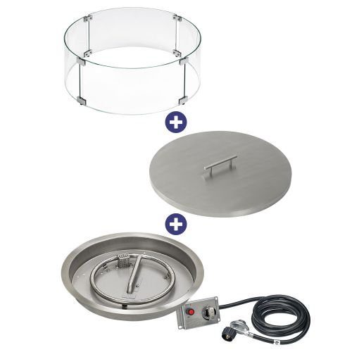 19" Round Stainless Steel Drop-in Fire Pit Pan With Electric Ignition System kit, CSA Certified - Bundle