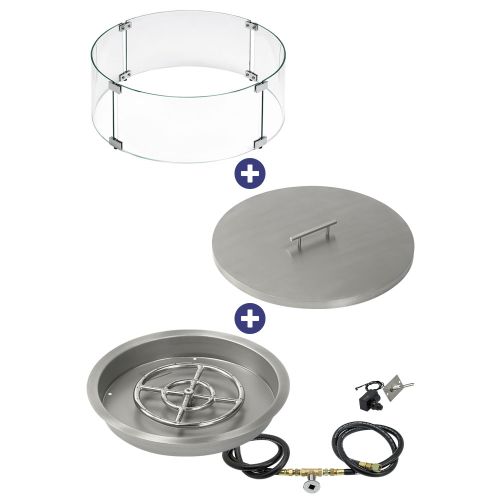 19" Round Drop-In Pan with Spark Ignition Kit (12" Fire Pit Ring) - Natural Gas Bundle