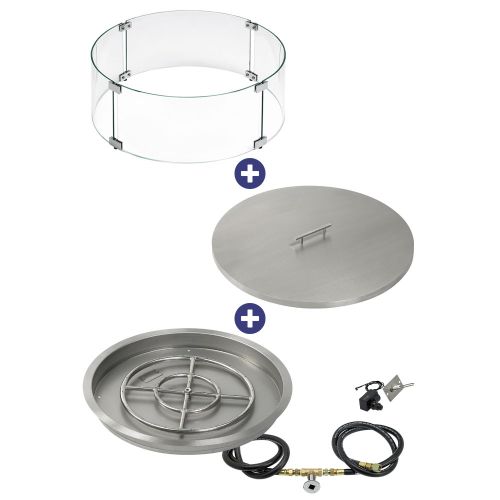 25" Round Drop-In Pan with Spark Ignition Kit (18" Fire Pit Ring) - Natural Gas Bundle