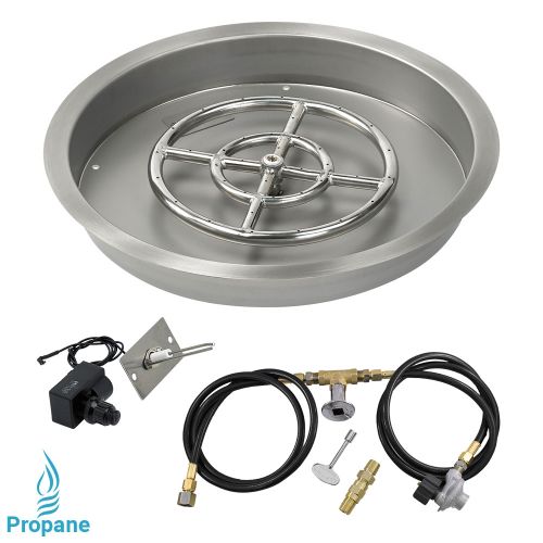19" Round Drop-In Pan with Spark Ignition Kit (12" Fire Pit Ring) - Propane