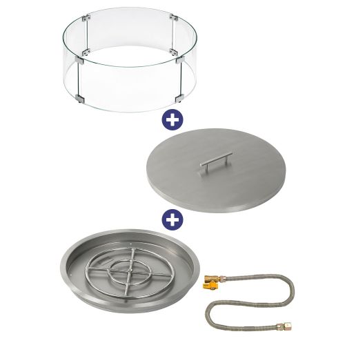 25" Round Drop-In Pan with Match Light Kit (18" Fire Pit Ring) - Natural Gas Bundle