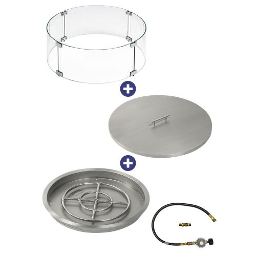 25" Round Drop-In Pan with Match Light Kit (18" Fire Pit Ring) - Propane Bundle