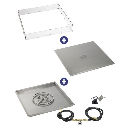 36" Square Drop-In Pan with Spark Ignition Kit (18" Fire Pit Ring) - Natural Gas Bundle