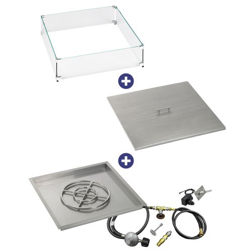 30" Square Drop-In Pan with Spark Ignition Kit (18" Fire Pit Ring) - Propane Bundle