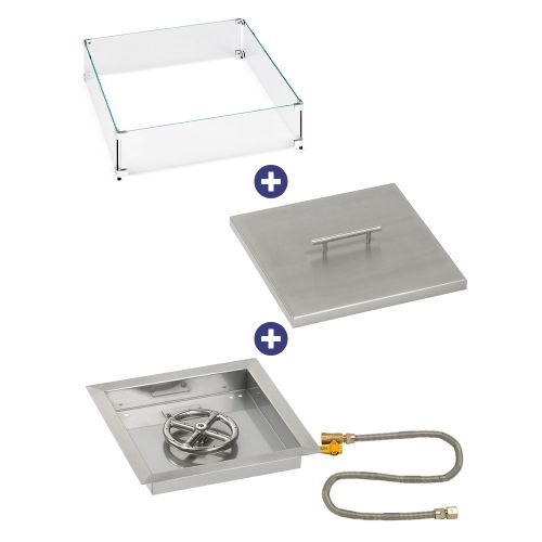 12" Square Drop-In Pan with Match Light Kit (6" Fire Pit Ring) - Natural Gas Bundle