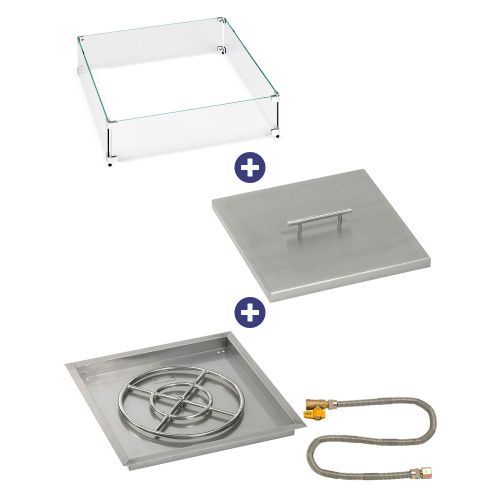 24" Square Drop-In Pan with Match Light Kit (18" Fire Pit Ring) - Natural Gas Bundle
