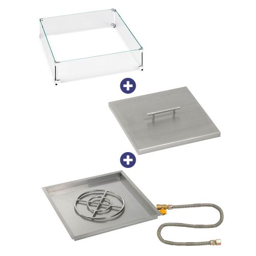 30" Square Drop-In Pan with Match Light Kit (18" Fire Pit Ring) - Natural Gas Bundle
