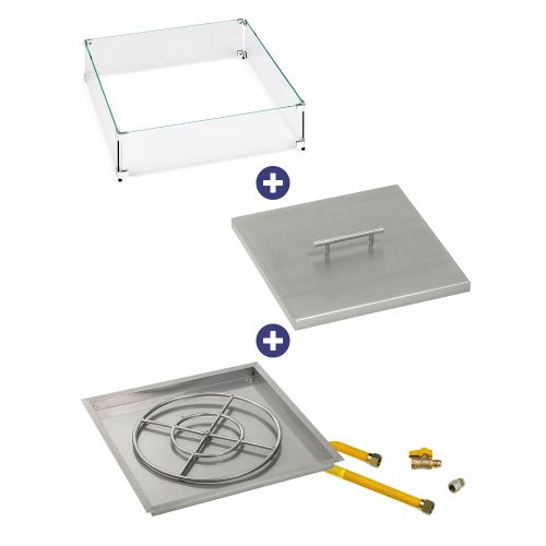 30" Square Drop-In Pan with Match Light Kit (24" Fire Pit Ring) - Natural Gas Bundle