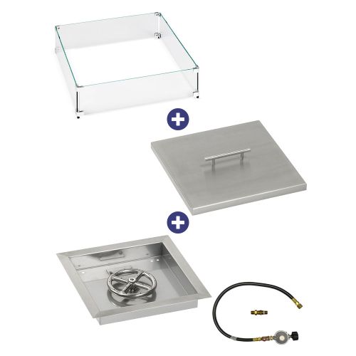 12" Square Drop-In Pan with Match Light Kit (6" Fire Pit Ring) - Propane Bundle