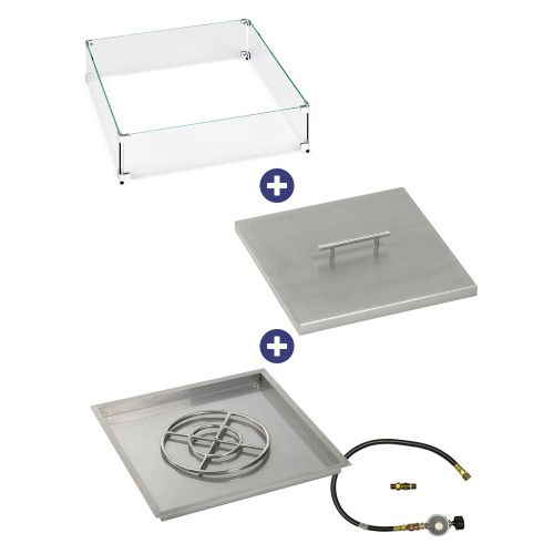 30 Square Drop-In Pan with Match Light Kit (18 Fire Pit Ring) - Propane Bundle