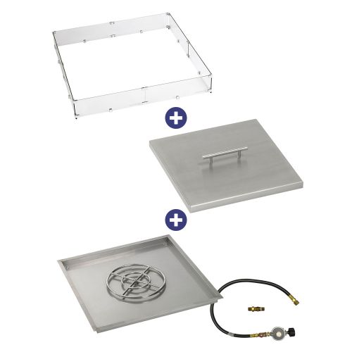 36" Square Drop-In Pan with Match Light Kit (18" Fire Pit Ring) - Propane Bundle