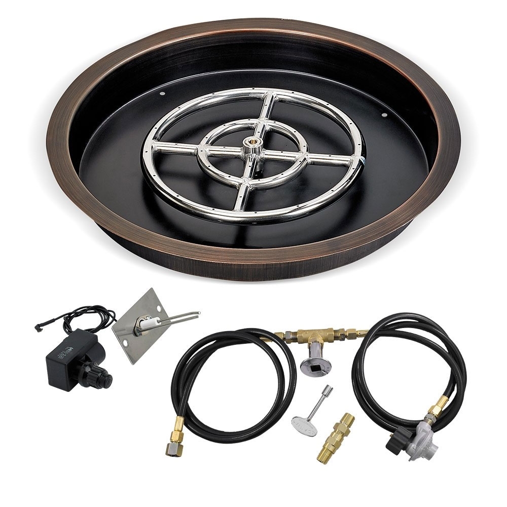 19 Round Oil Rubbed Bronze Drop-In Pan with Spark Ignition Kit (12 Fire  Pit Ring) - Propane